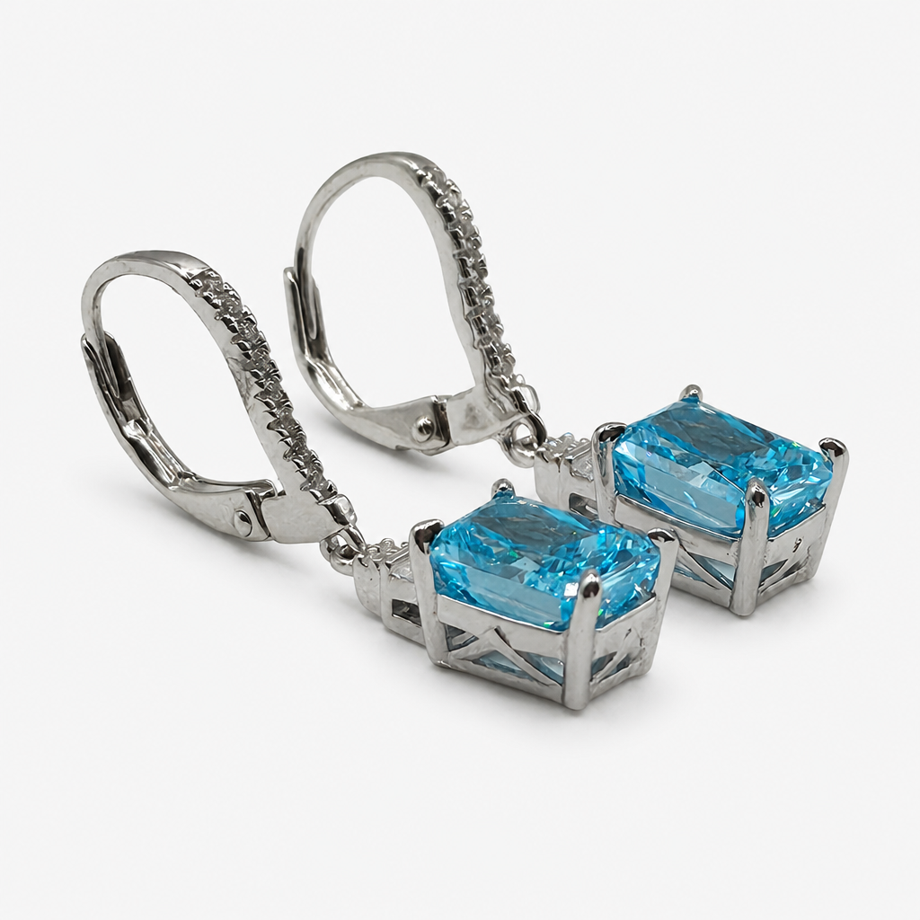 Aquamarine Baguette Earrings .925
