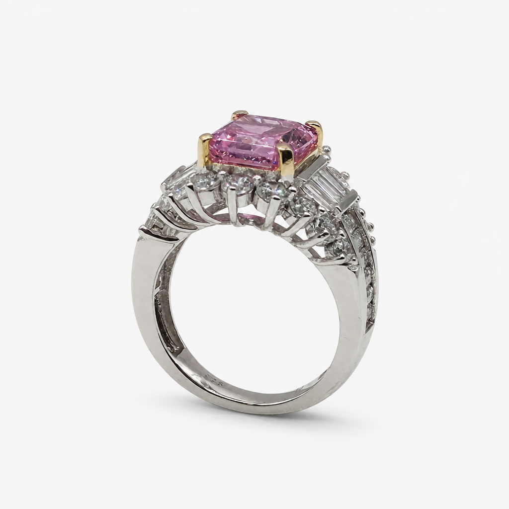 Anillo Ice Crush Cut Rosa Cóctel .925
