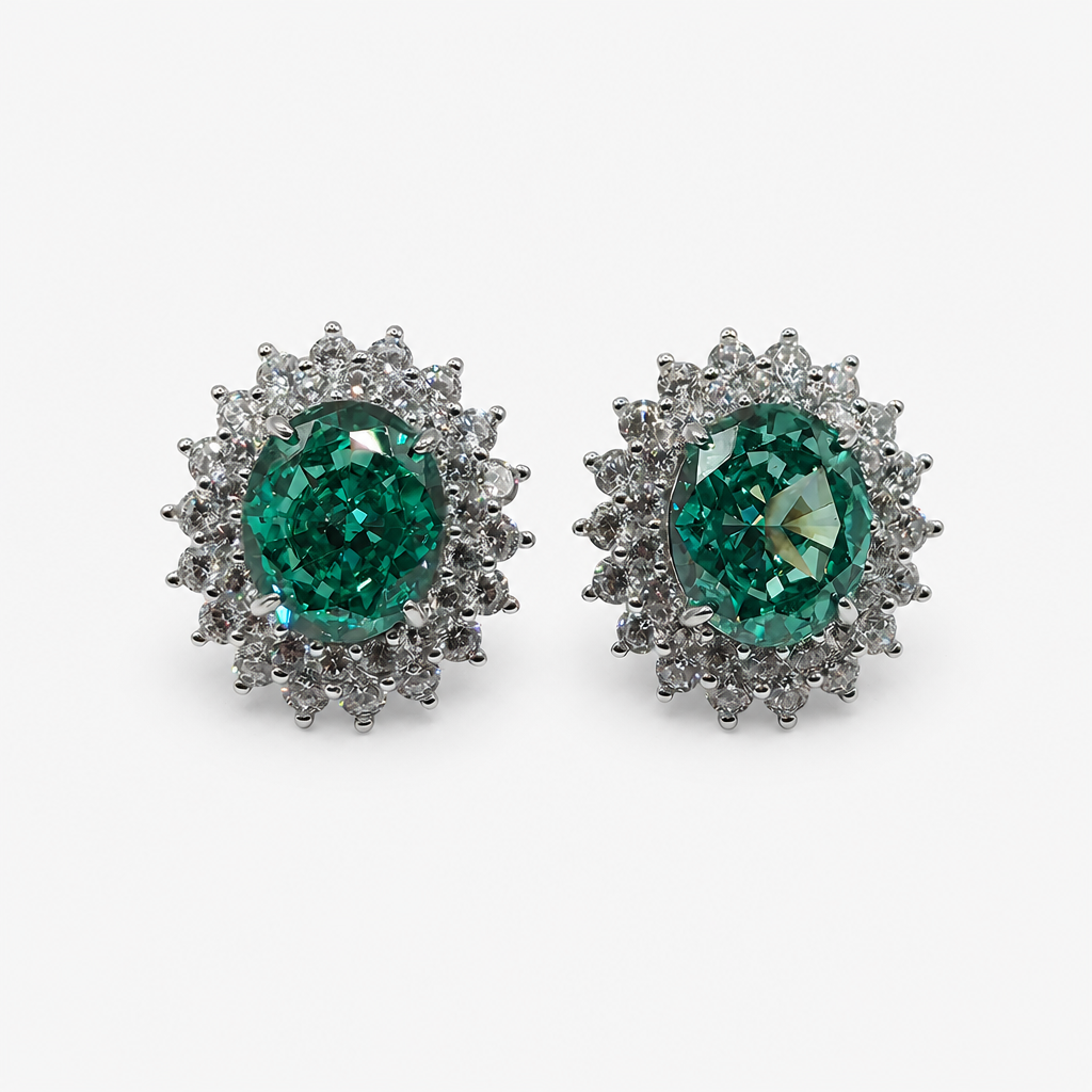 Paraiba Ice Crush Cut Halo Earrings .925