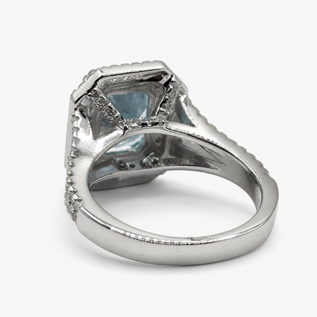 Aquamarine Double Halo Ring .925