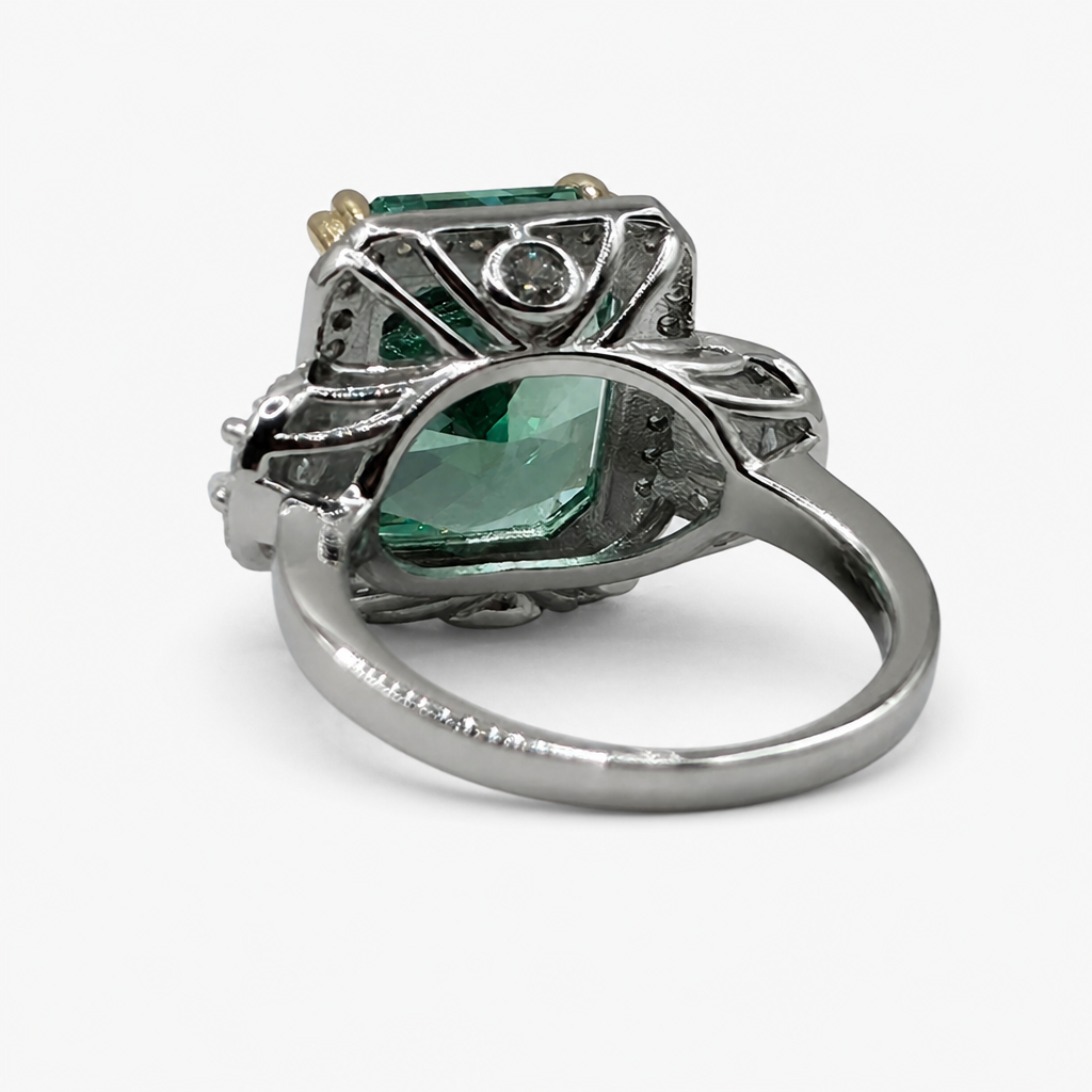 Paraiba Ice Crush Cut Three Stone Ring .925