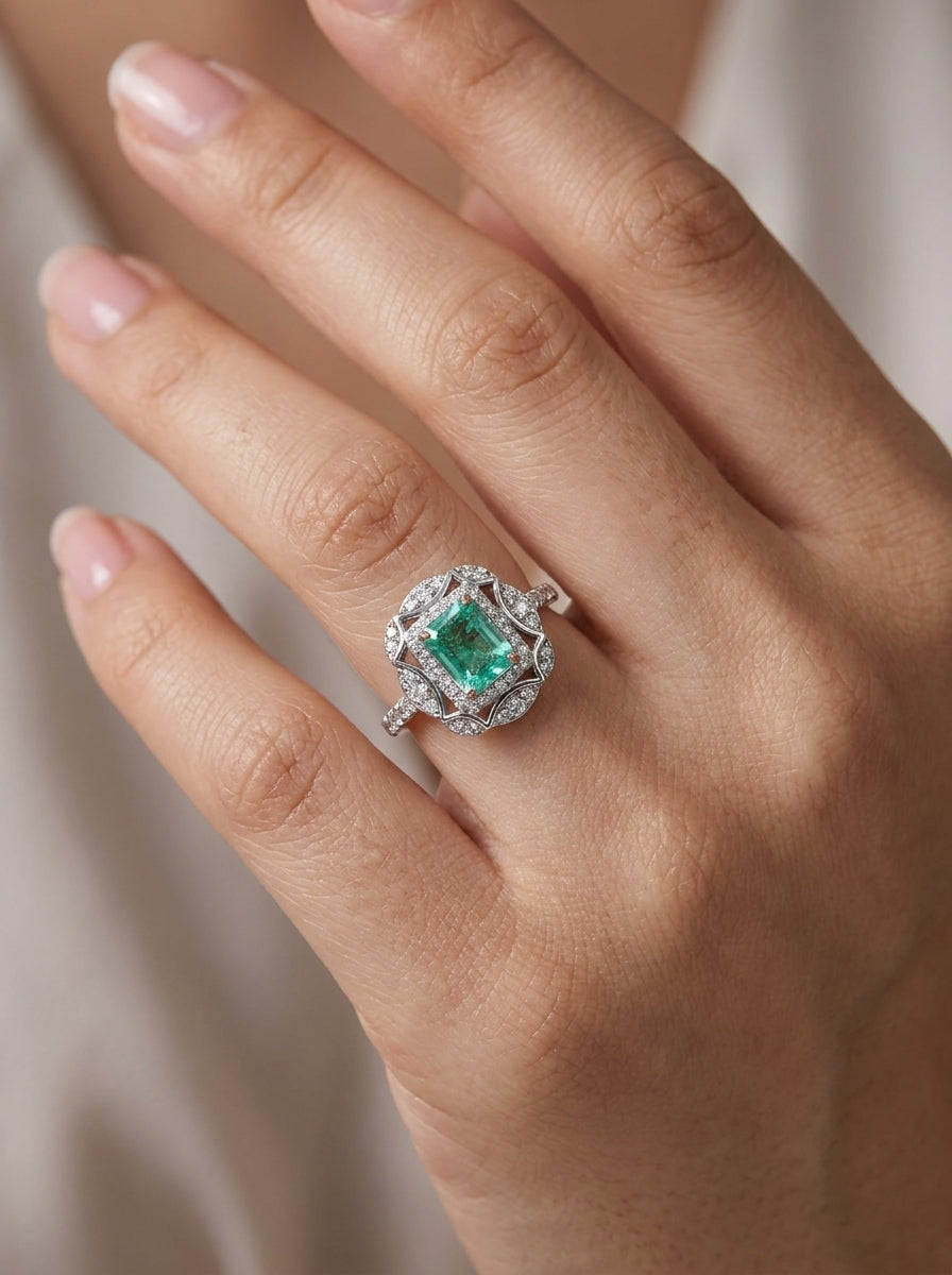 Paraiba Ice Crush Cut Vintage Ring .925