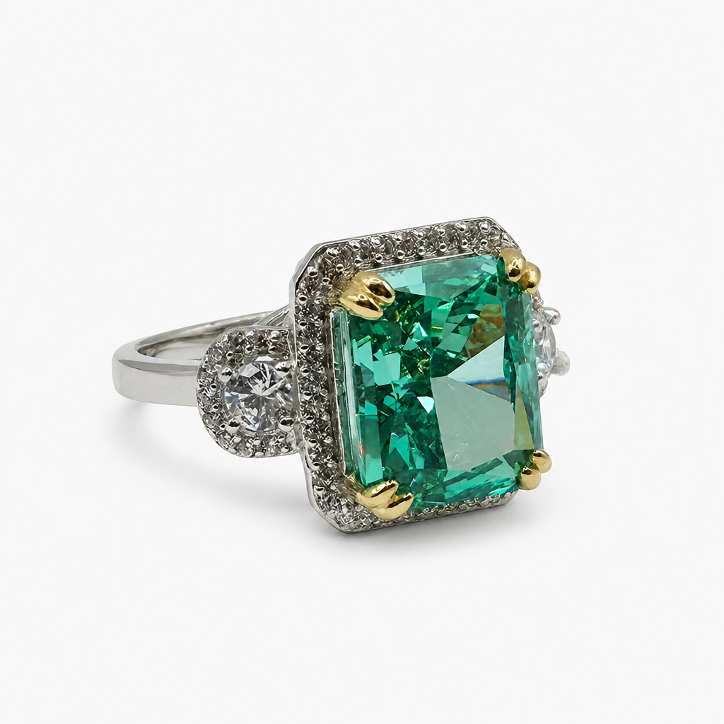 Paraiba Ice Crush Cut Three Stone Ring .925