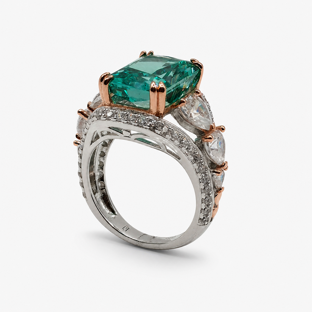 Paraiba Ice Crush Cut Three Stone Ring .925
