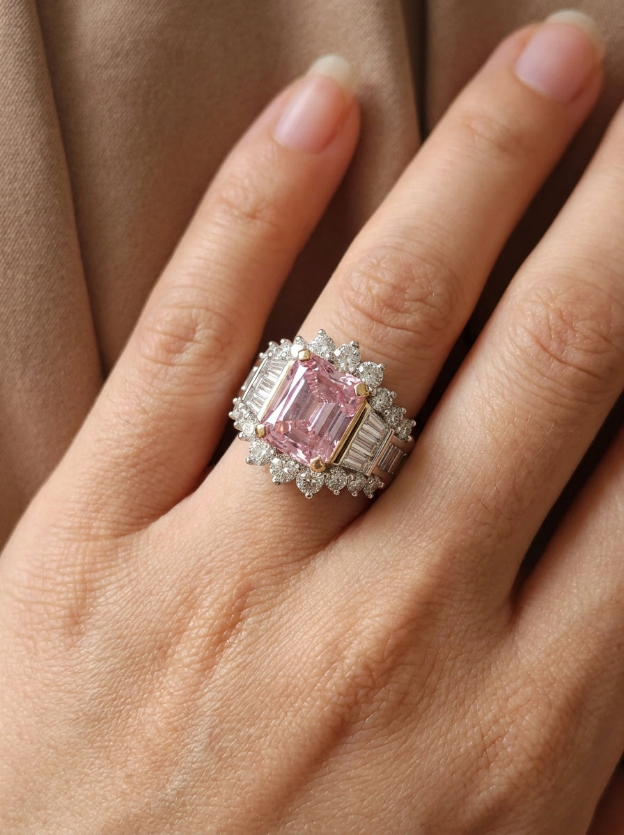 Anillo Ice Crush Cut Rosa Cóctel .925