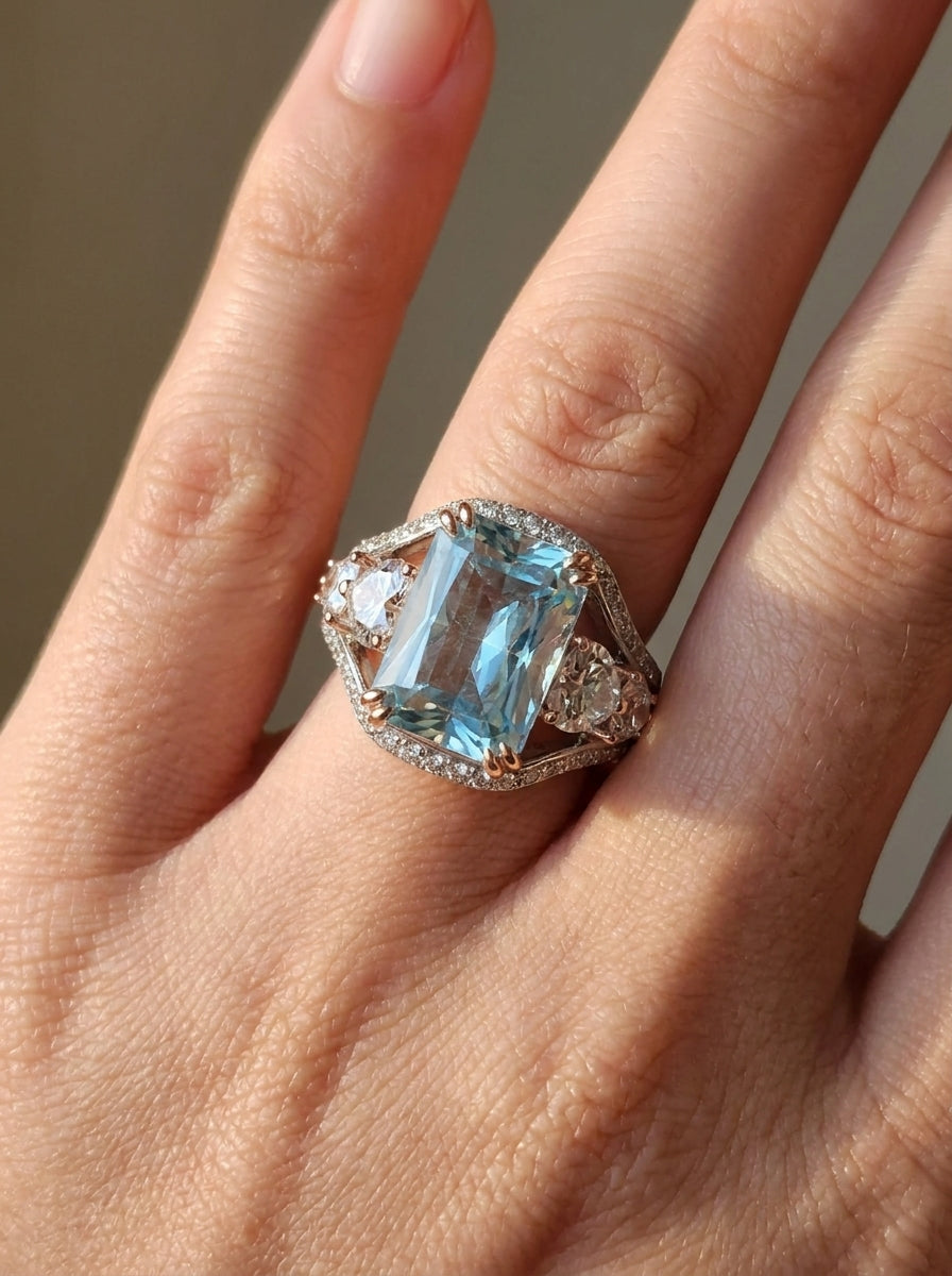 Anillo Aguamarina Majestuoso .925