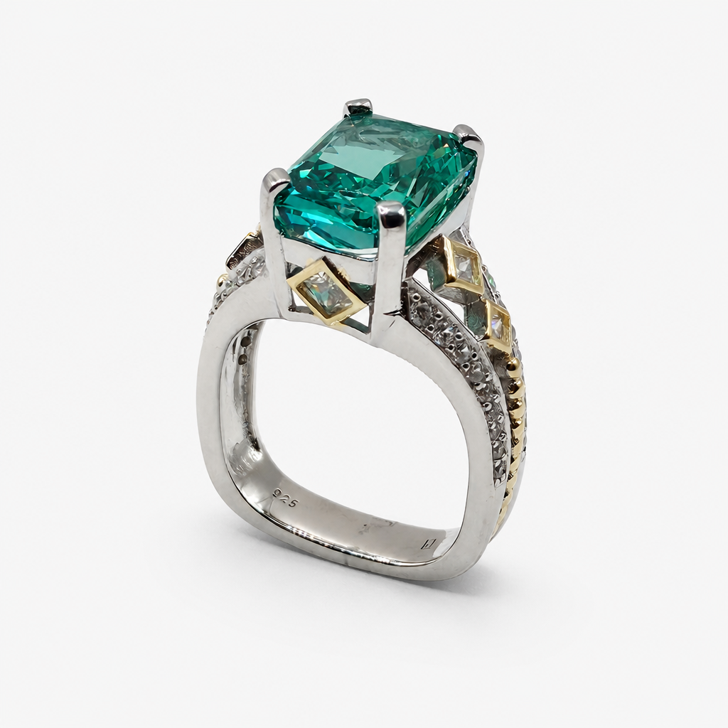 Paraiba Ice Crush Cut Pave Ring .925