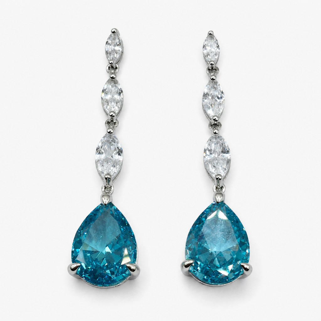 Aquamarine Teardrop Earrings .925