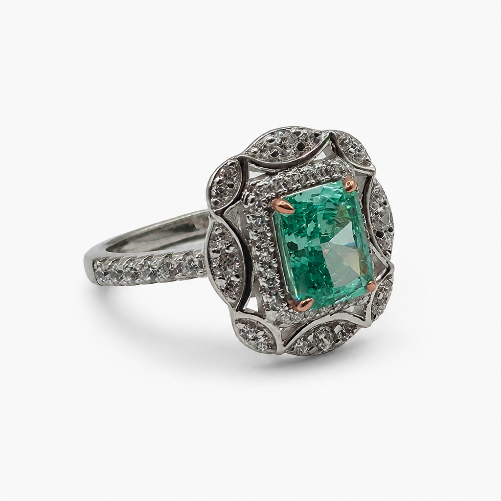 Paraiba Ice Crush Cut Vintage Ring .925