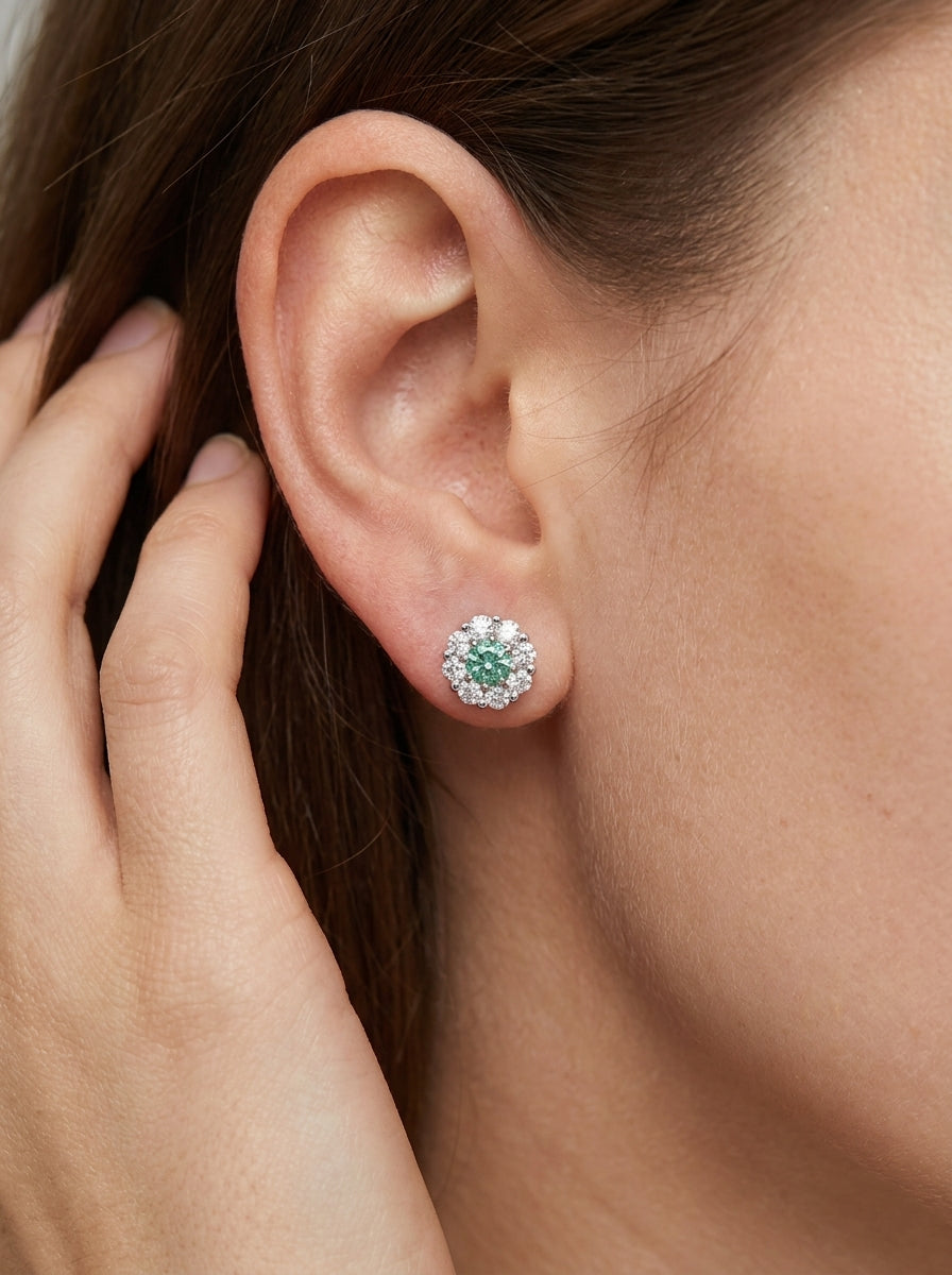 Paraiba Ice Crush Cut Floral Earrings .925