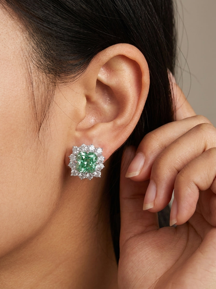Paraiba Ice Crush Cut Halo Earrings .925