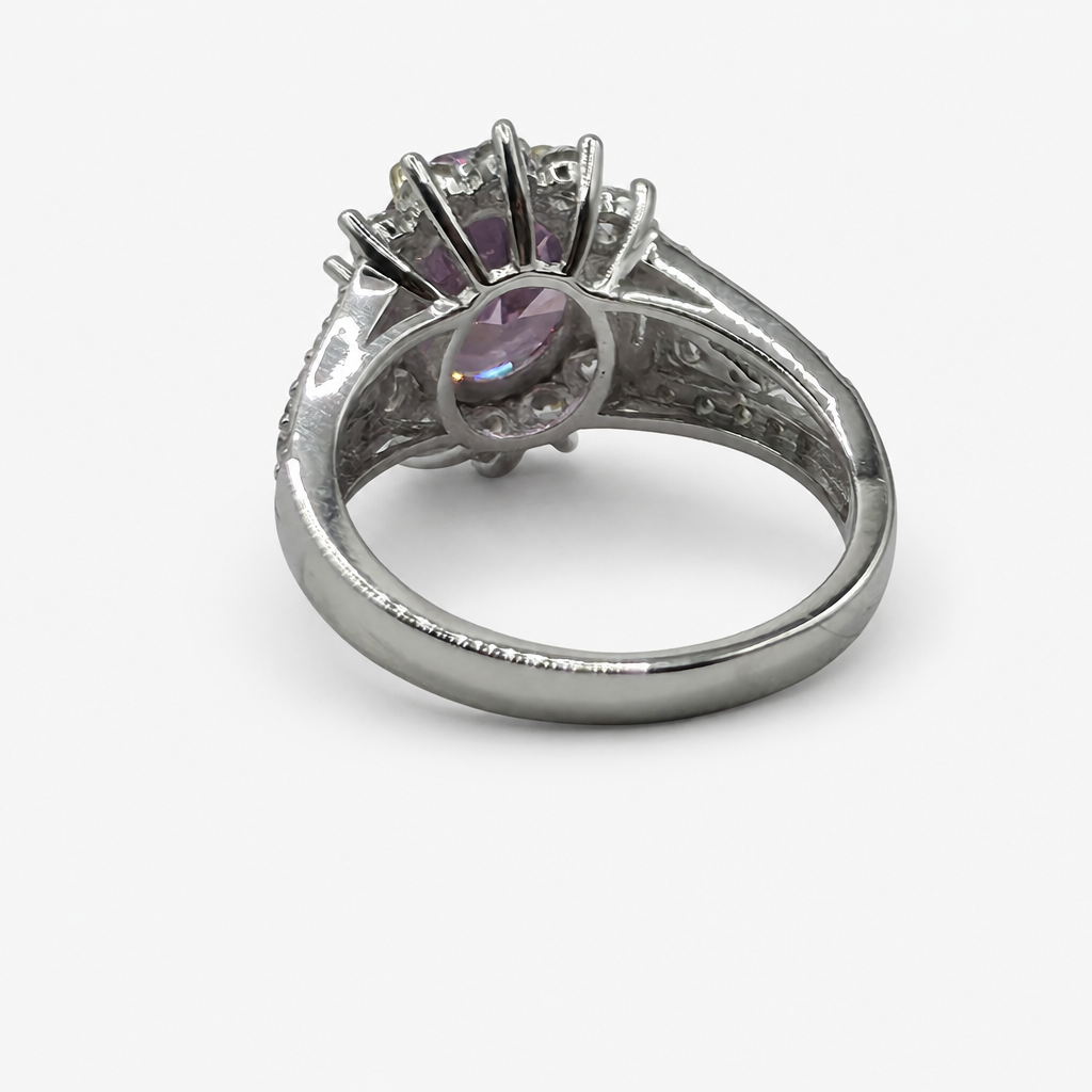 Pink Ice Crush Cut Halo Ring .925