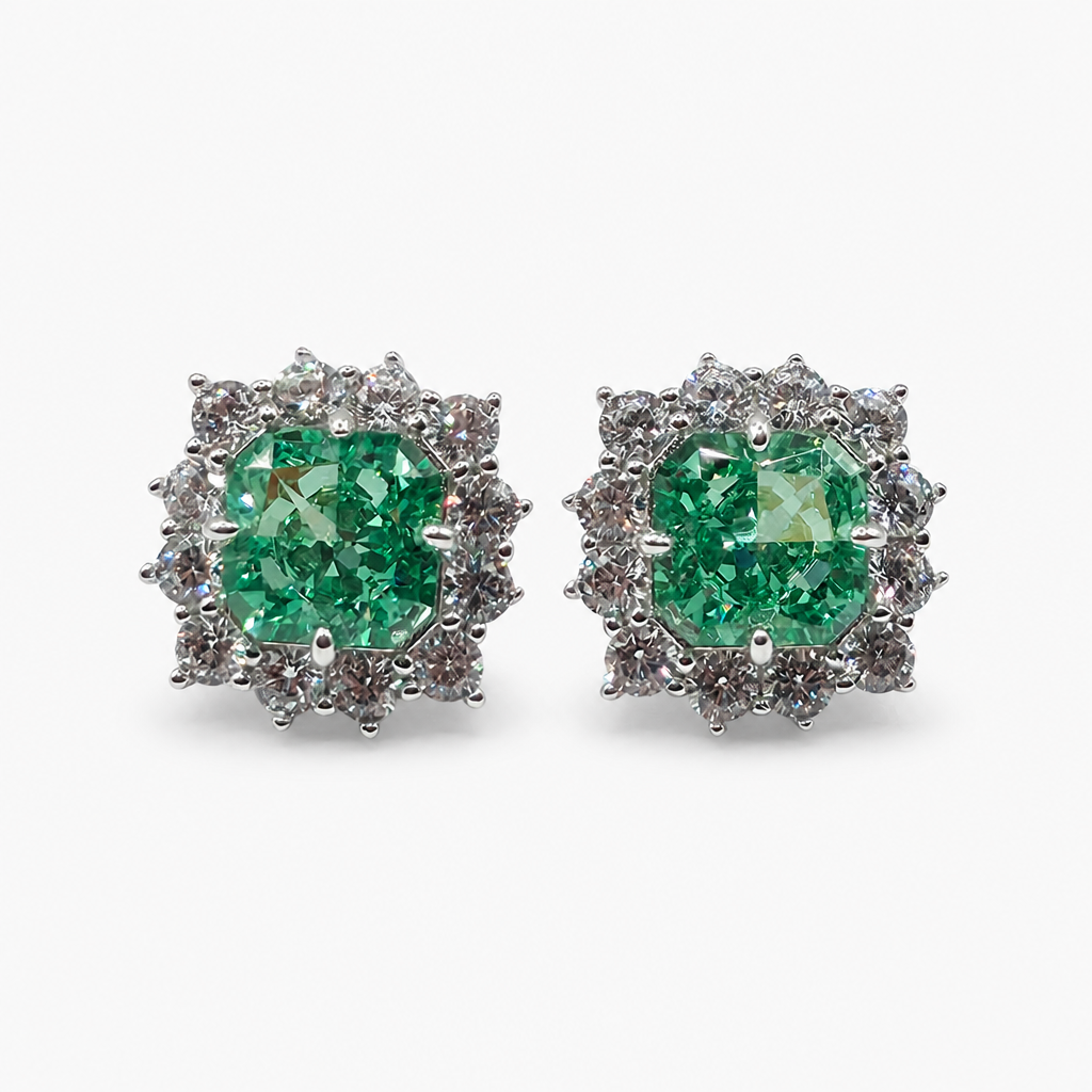 Aretes Ice Crush Cut Paraíba Halo .925