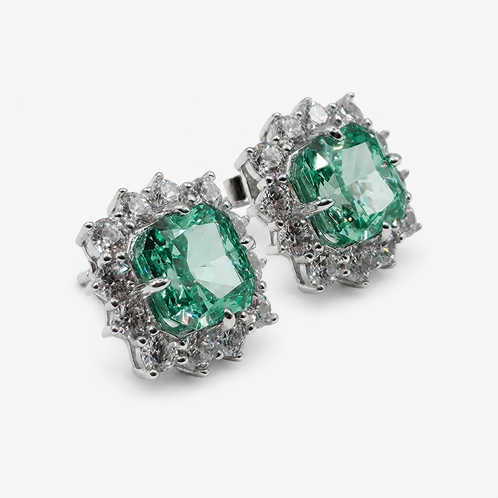 Aretes Ice Crush Cut Paraíba Halo .925