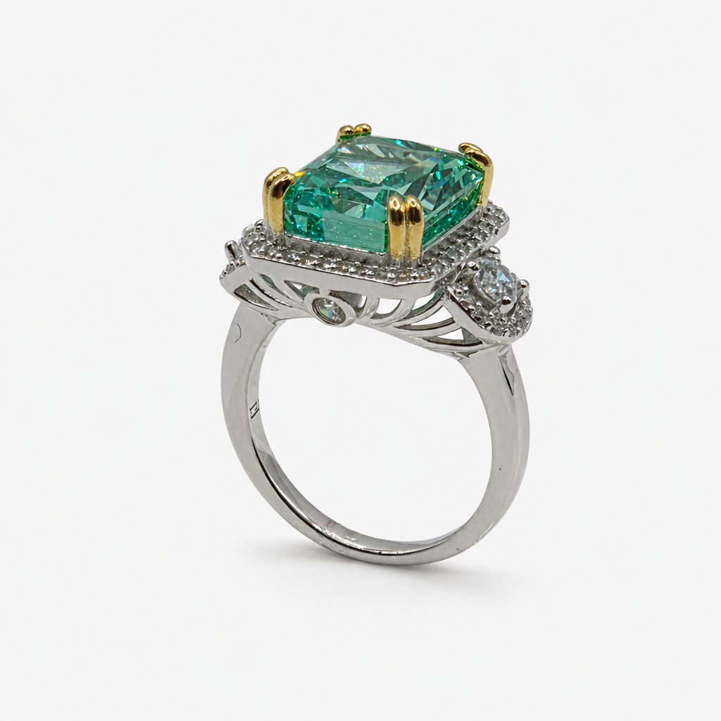 Paraiba Ice Crush Cut Three Stone Ring .925