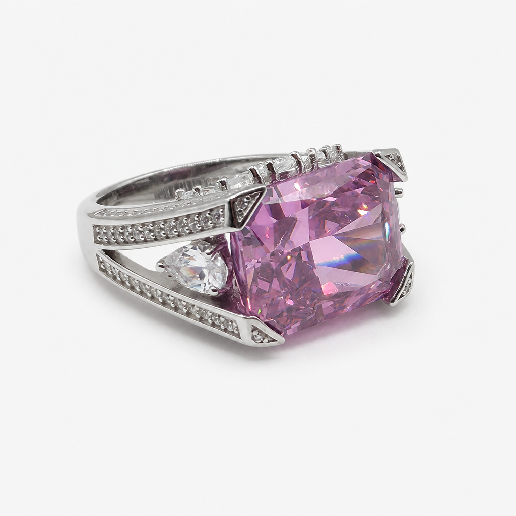 Pink Ice Crush Cut Statement Ring .925
