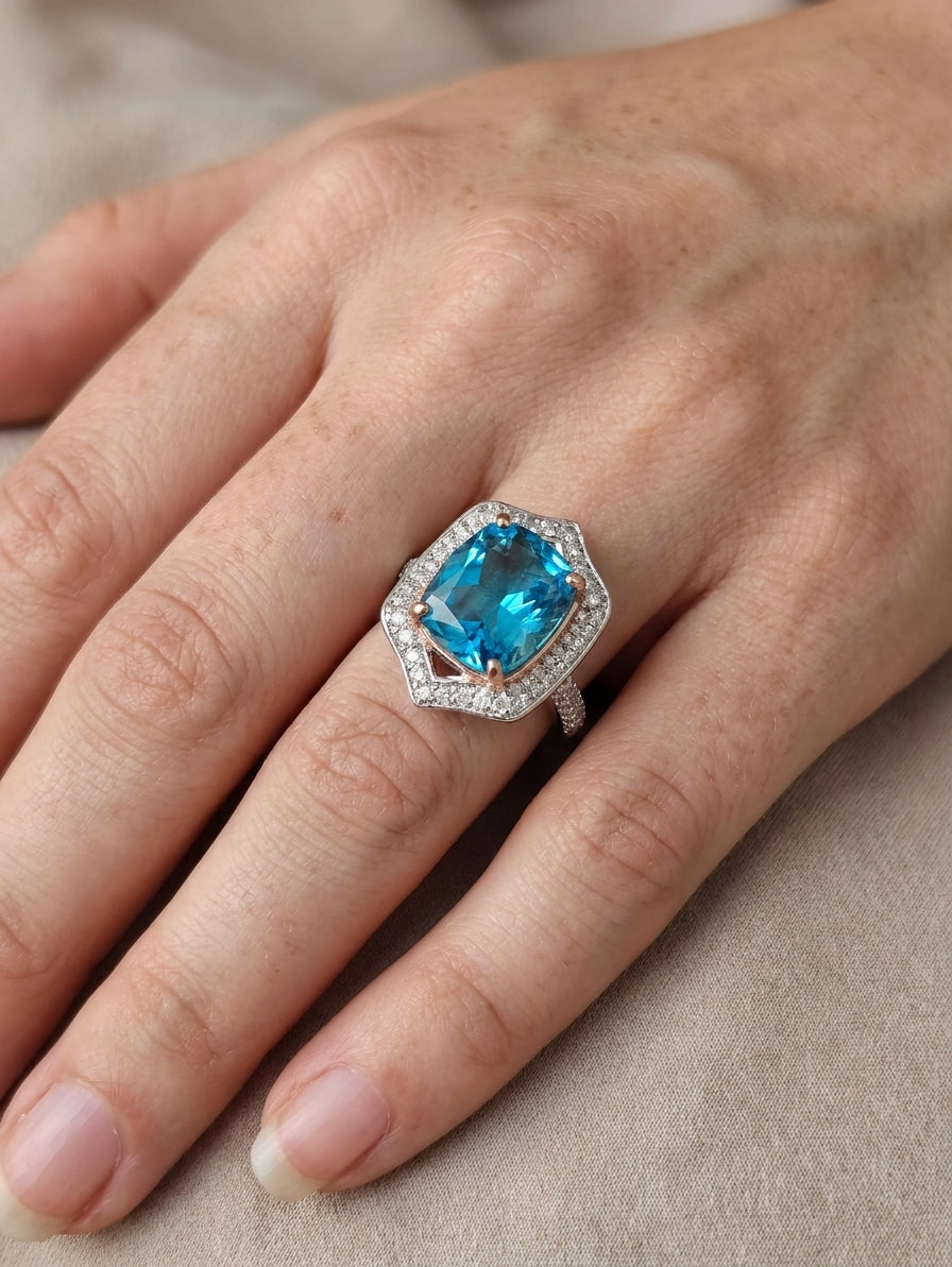 Aquamarine Ring .925