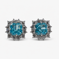 Aretes Aguamarina Halo .925