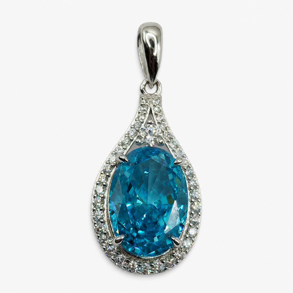 Dije Aguamarina Gota Halo .925