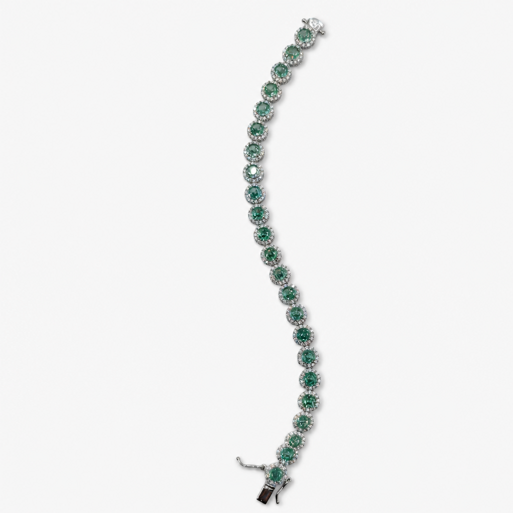 Paraiba Ice Crush Cut Halo Tennis Bracelet .925