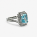 Aquamarine Double Halo Ring .925