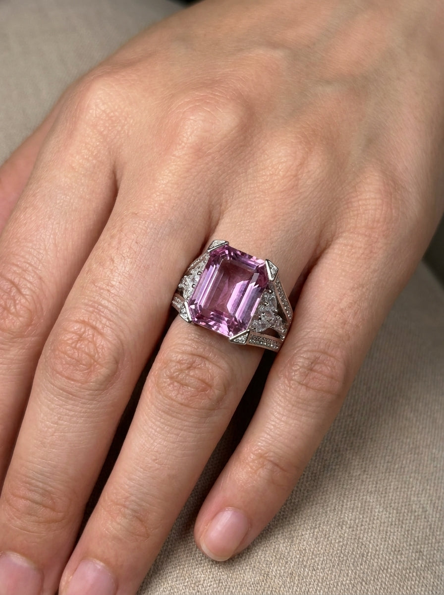 Pink Ice Crush Cut Statement Ring .925