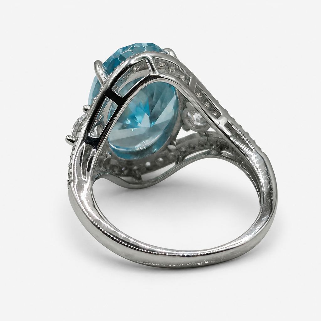 Anillo Aguamarina Pavé .925