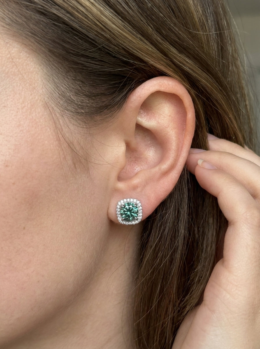 Paraiba Ice Crush Cut Halo Earrings .925