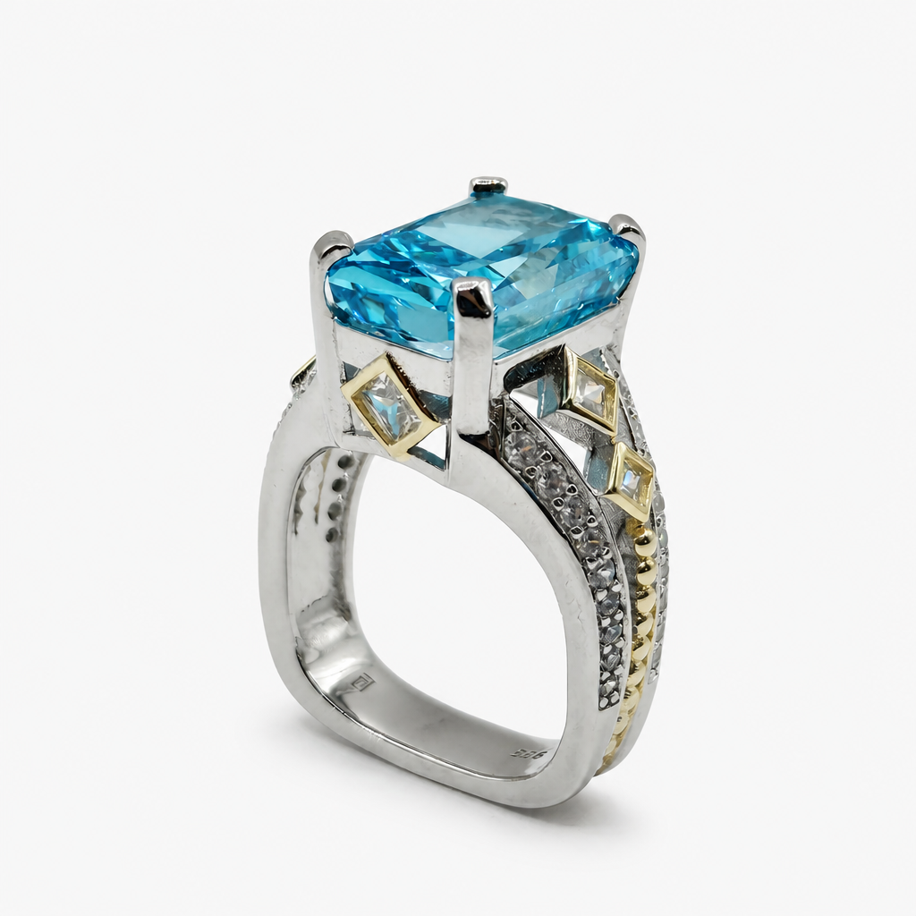 Aquamarine Statement Ring .925