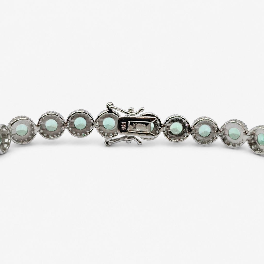 Paraiba Ice Crush Cut Halo Tennis Bracelet .925