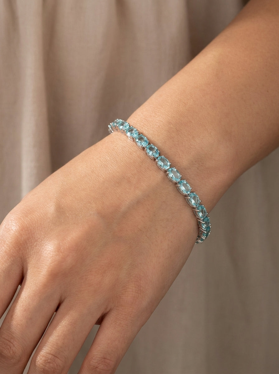 Paraiba Ice Crush Cut Tennis Bracelet .925