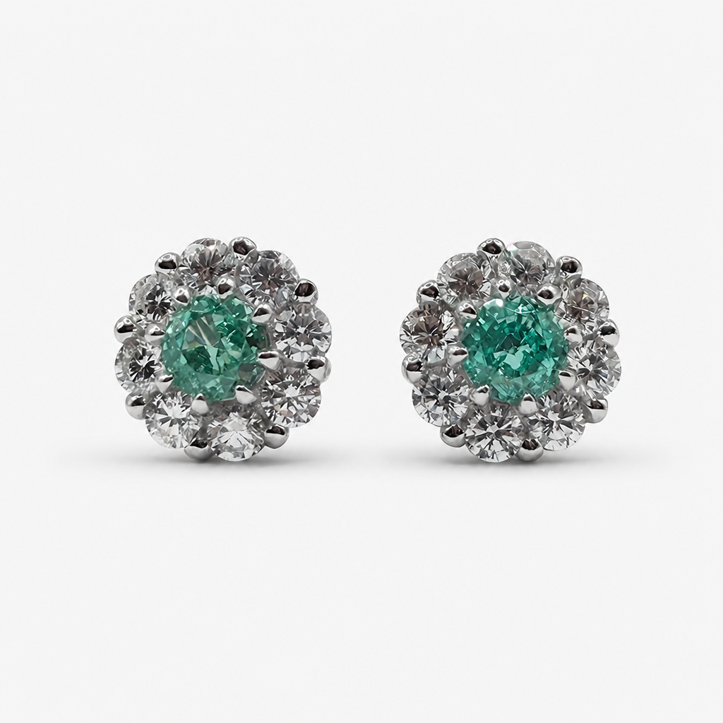 Paraiba Ice Crush Cut Floral Earrings .925