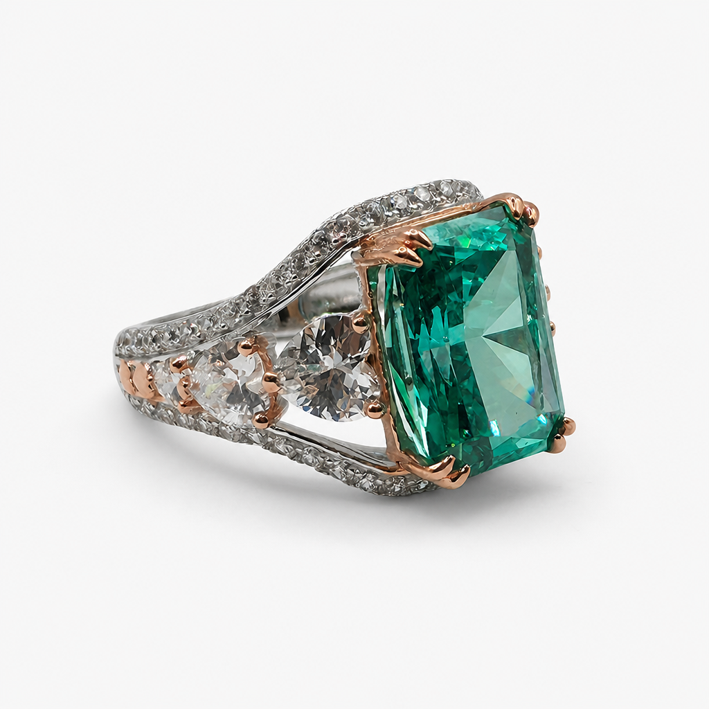 Paraiba Ice Crush Cut Three Stone Ring .925