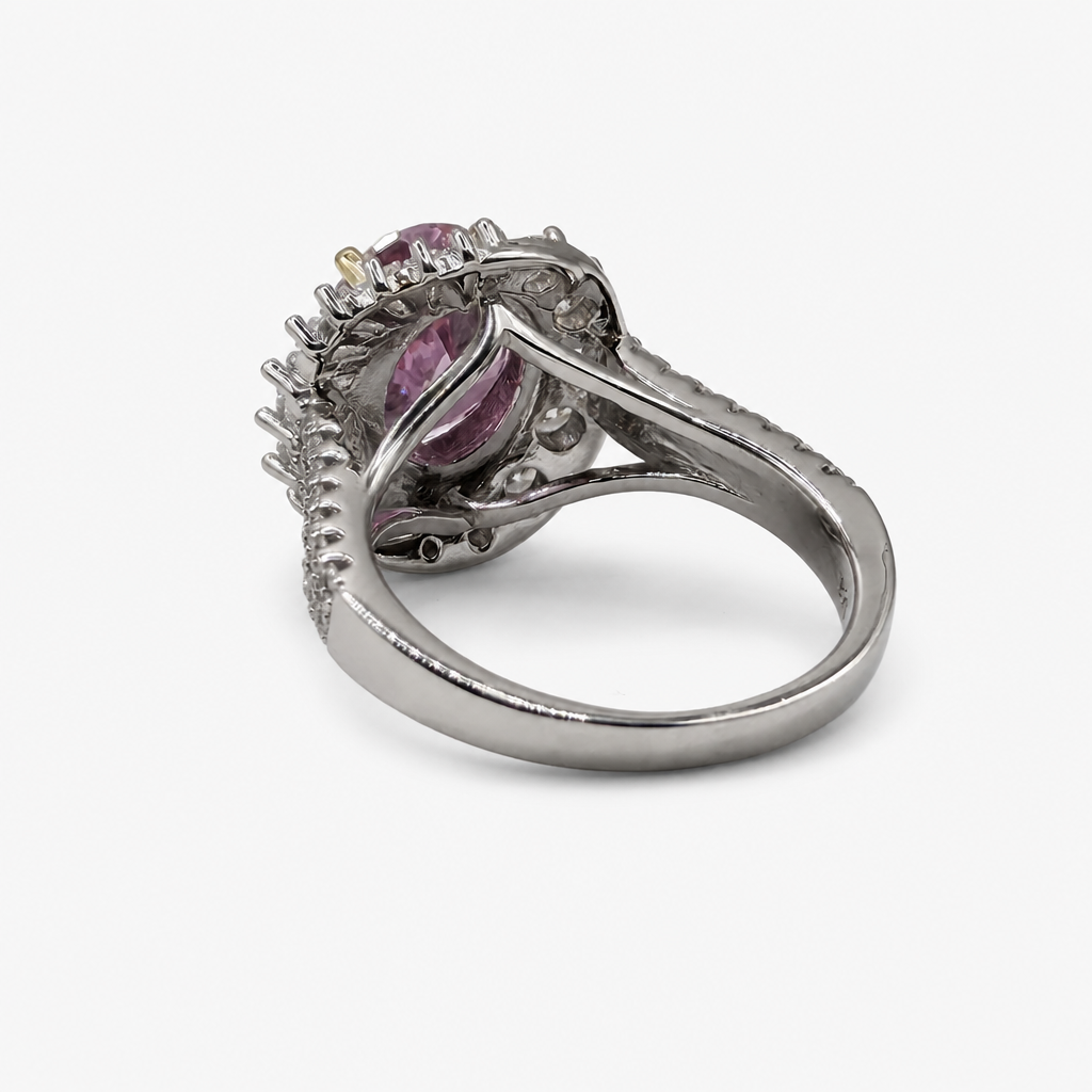 Pink Ice Crush Cut Halo Ring .925