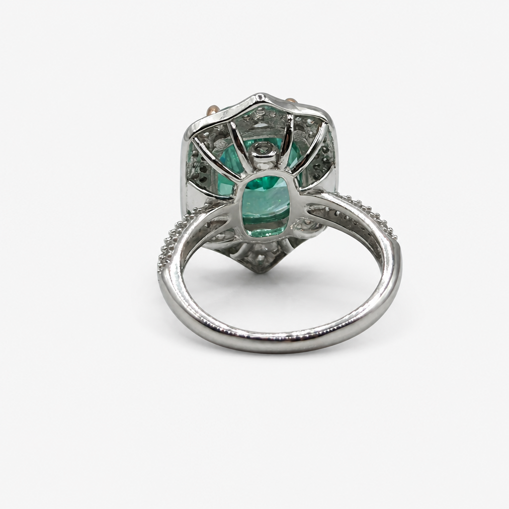 Anillo Ice Crush Cut Paraíba Halo .925
