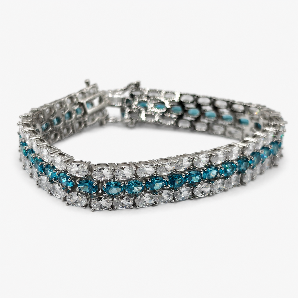 Brazalete Aguamarina Tennis .925