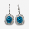 Aquamarine Double Halo Earrings .925