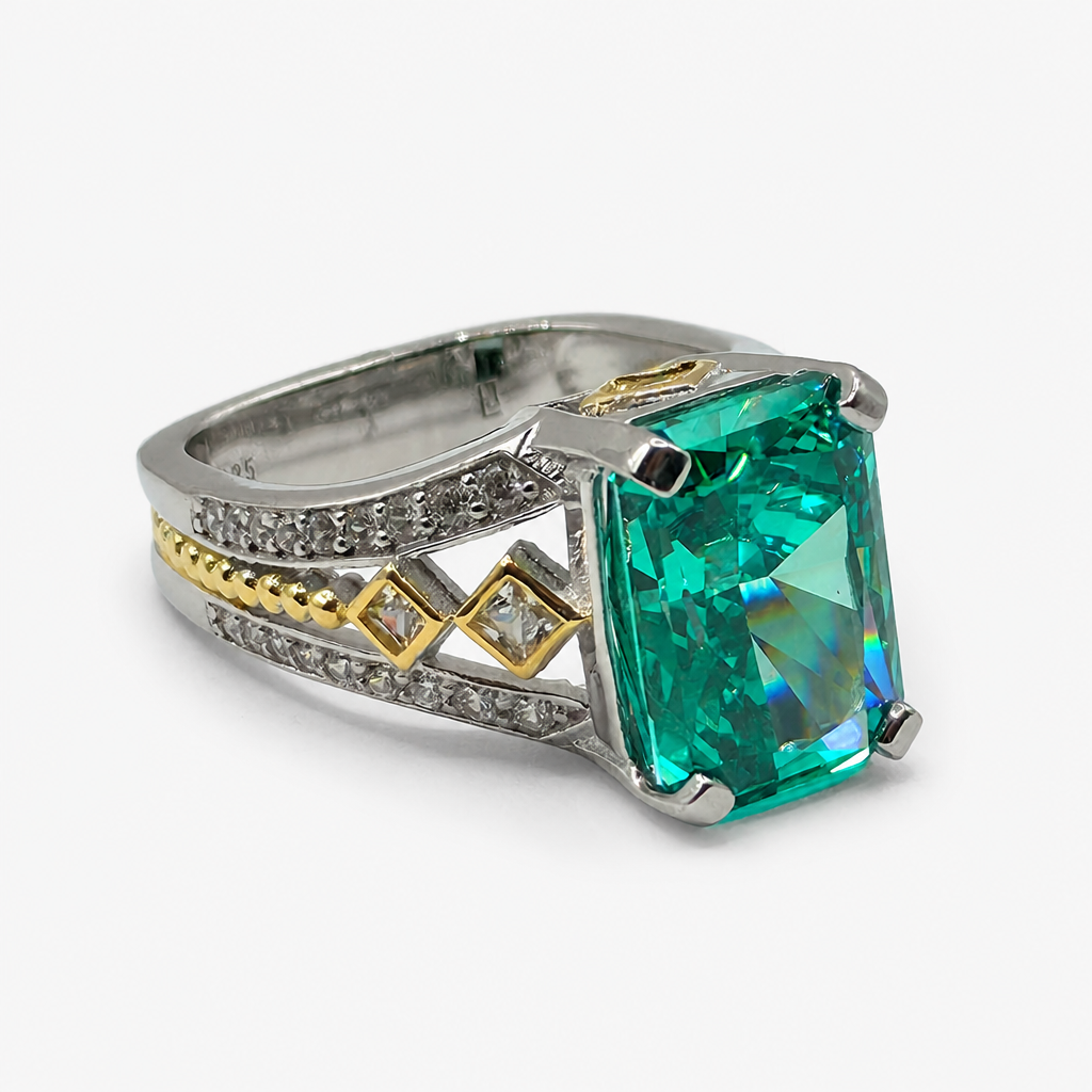 Paraiba Ice Crush Cut Pave Ring .925