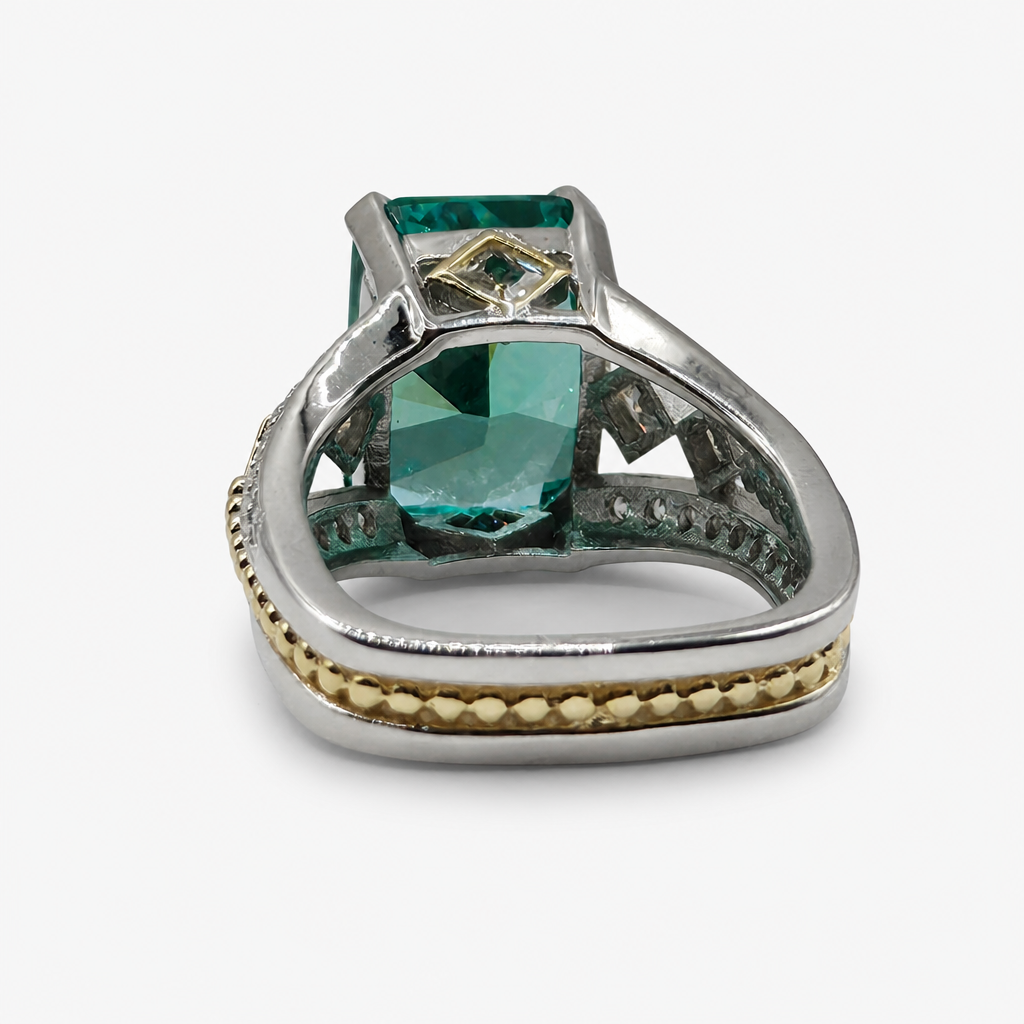 Anillo Ice Crush Cut Paraíba Pavé .925