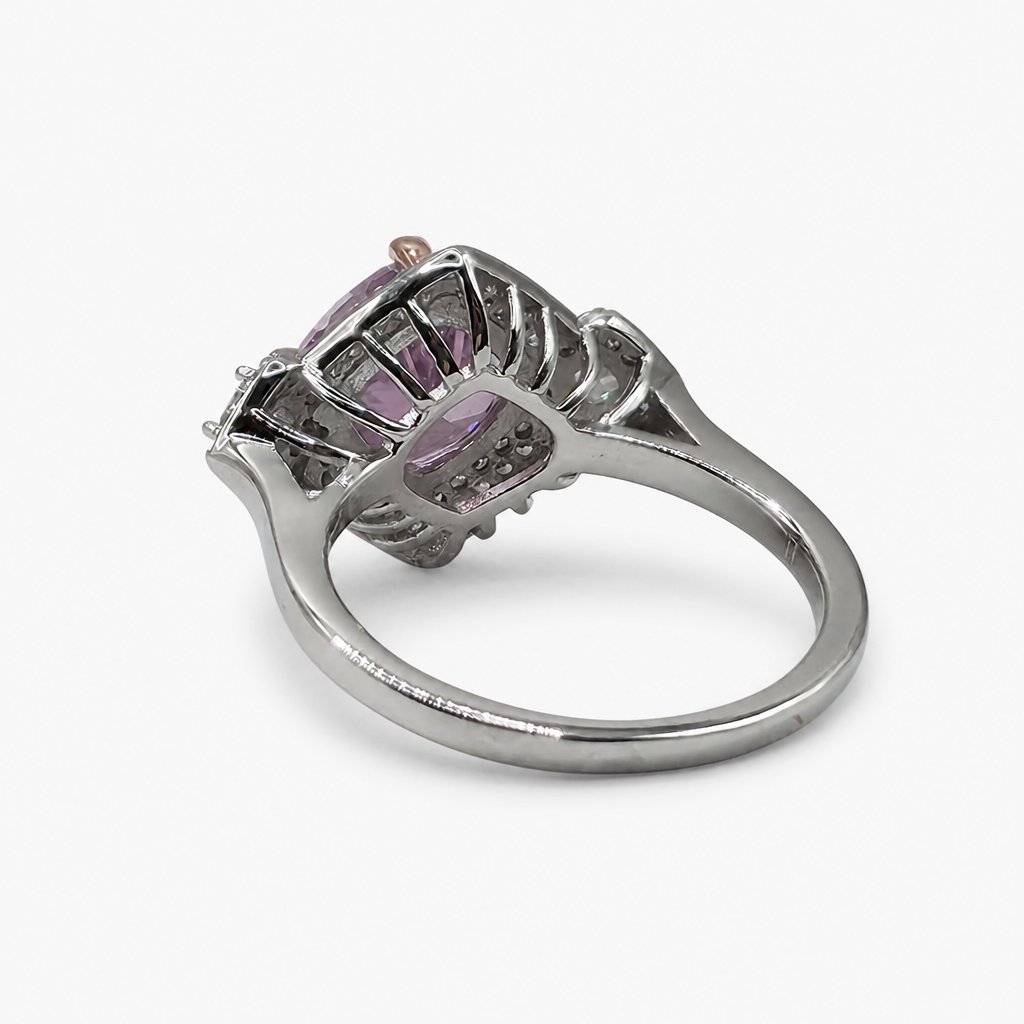 Pink Ice Crush Cut Halo Ring .925