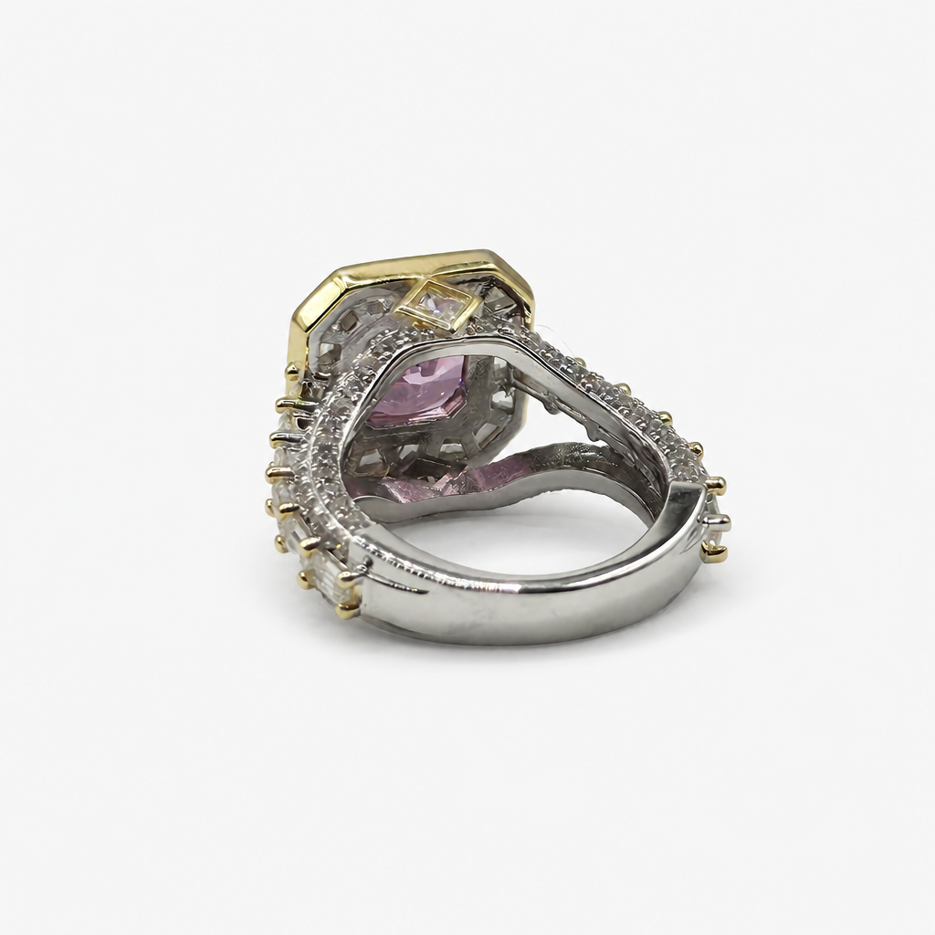 Pink Ice Crush Cut Baguette Ring .925
