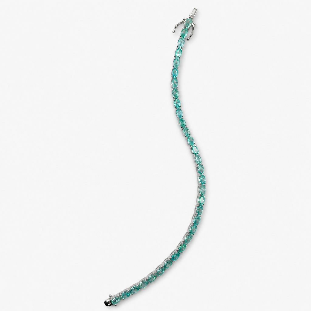 Paraiba Ice Crush Cut Tennis Bracelet .925
