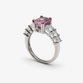 Pink Ice Crush Cut Baguette Ring .925