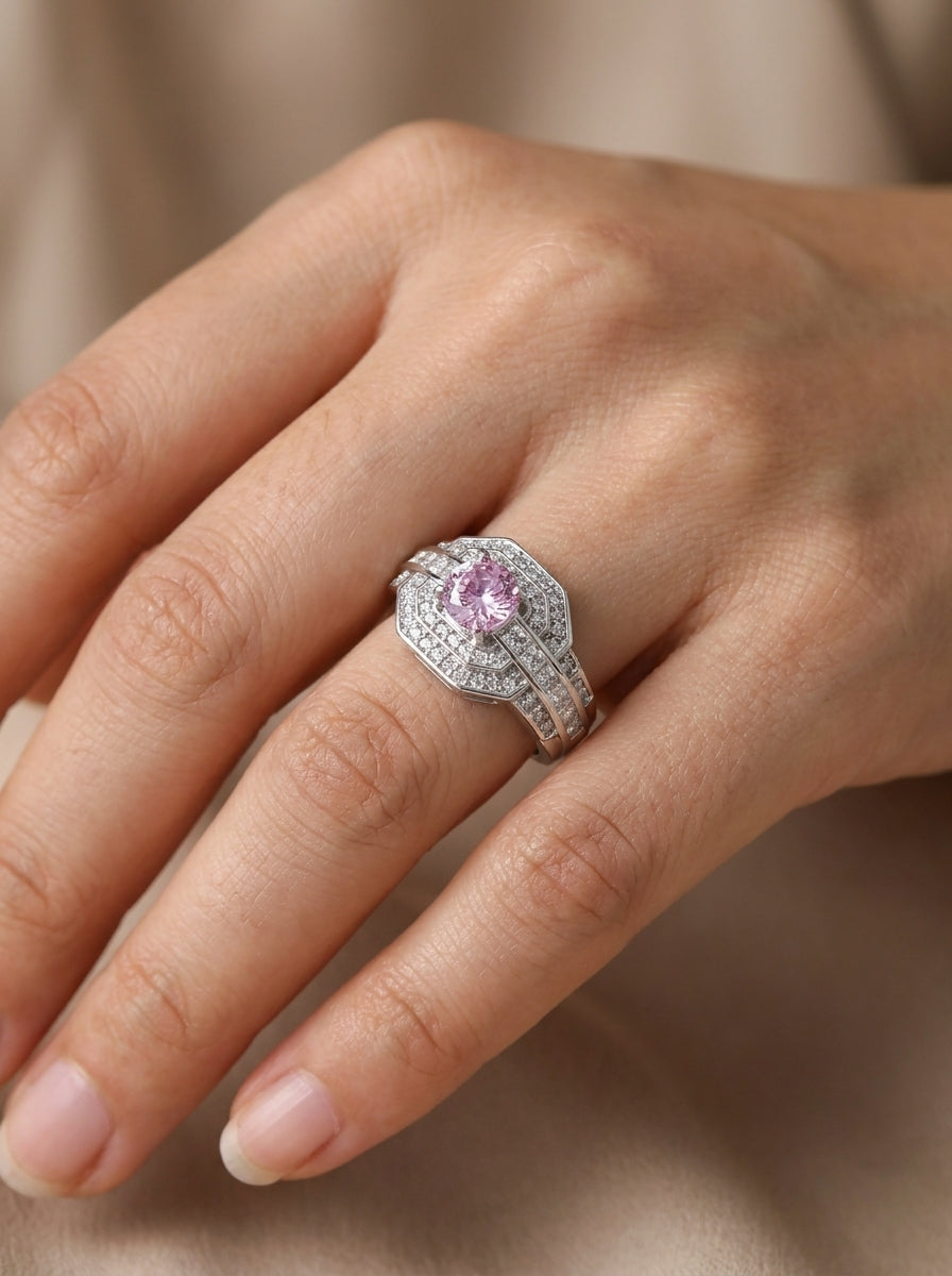 Pink Zircon Ring .925