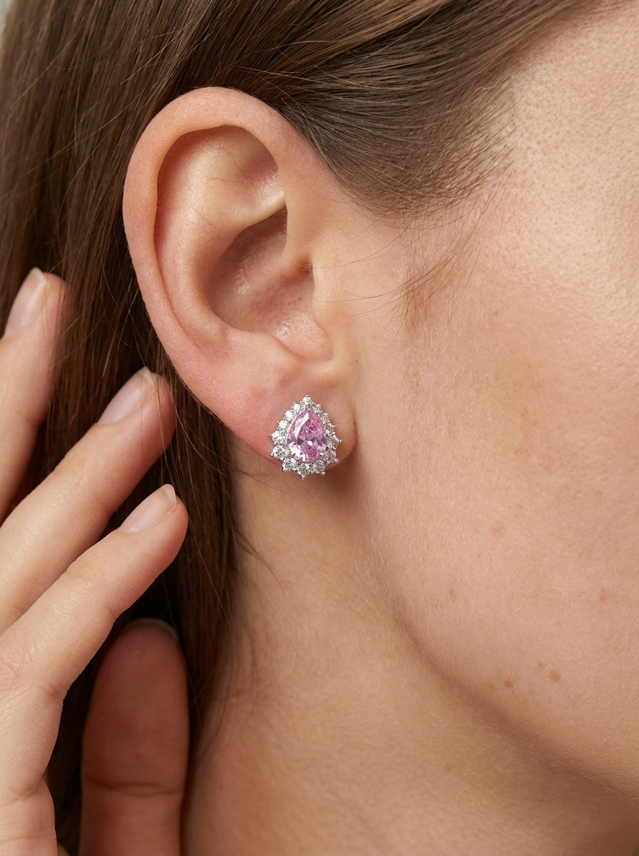 Pink Zircon Earrings .925
