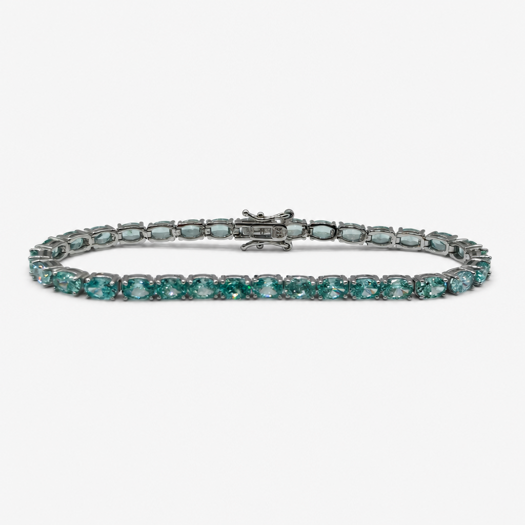 Paraiba Ice Crush Cut Tennis Bracelet .925
