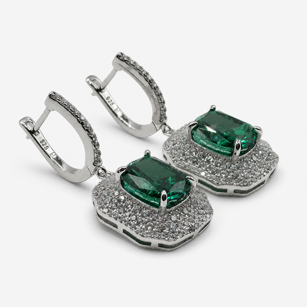 Paraiba Ice Crush Cut Double Halo Earrings .925
