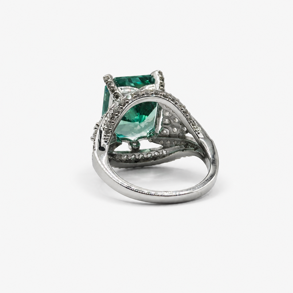 Paraiba Ice Crush Cut Pave Ring .925