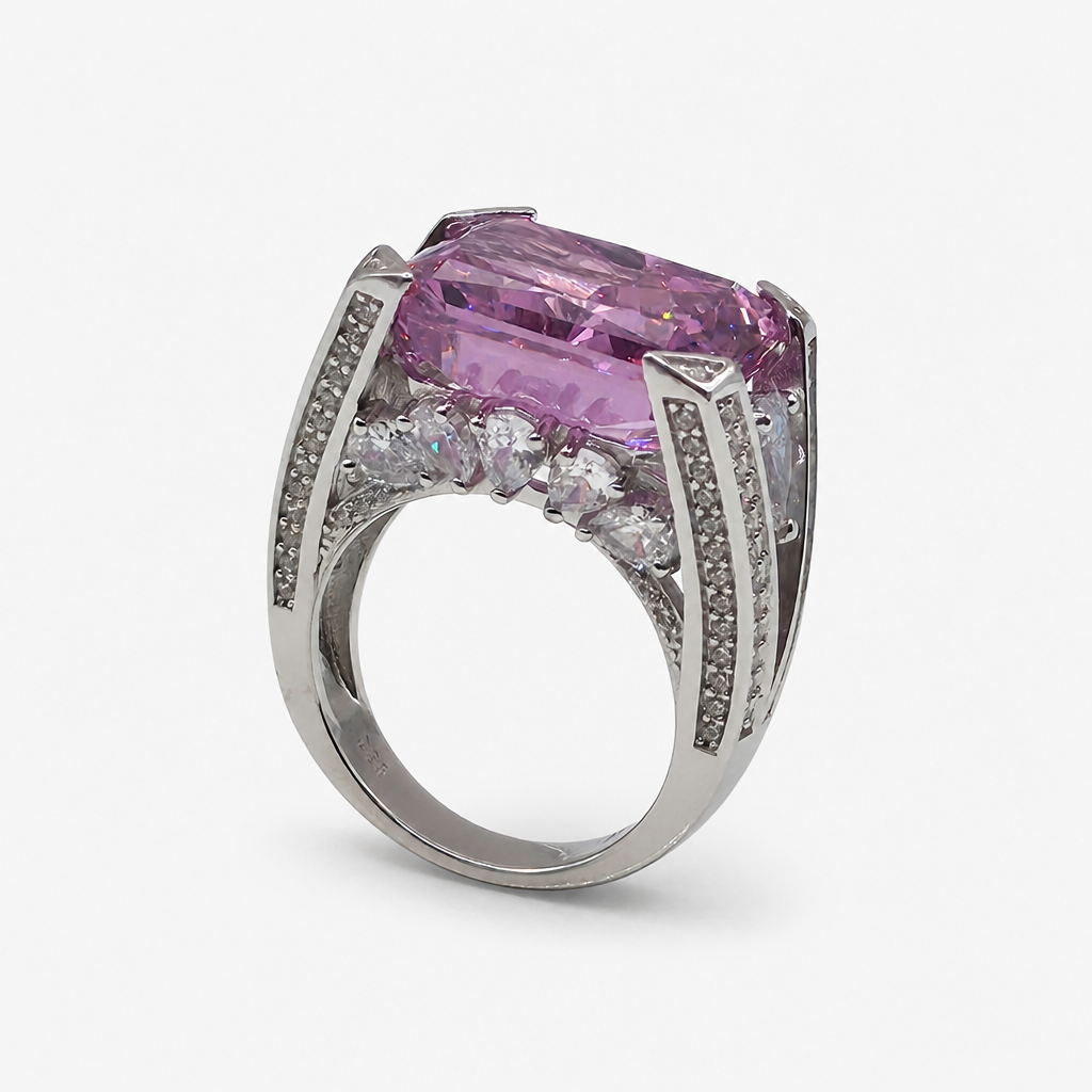 Pink Ice Crush Cut Statement Ring .925