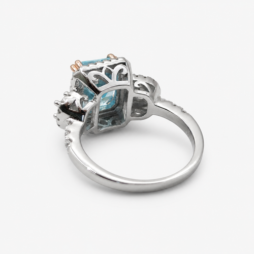 Aquamarine Halo Ring .925